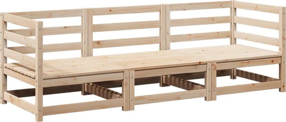 vidaXL Set canapea de grădină, 3 piese, lemn masiv de pin