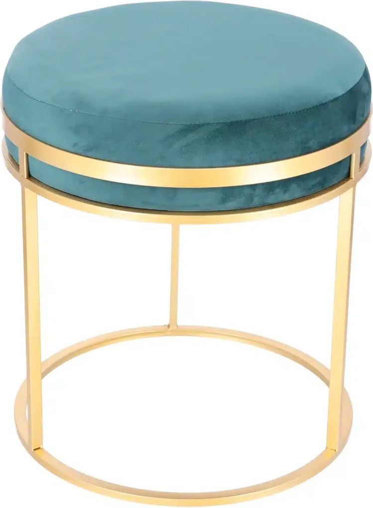 Set taburete Aqua metalice cu sezut din catifea, baza aurie, design modern  2 piese