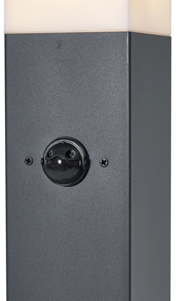 Lampă de exterior gri închis cu sticlă opal 80cm IP44 cu priză și senzor de mișcare - Malios