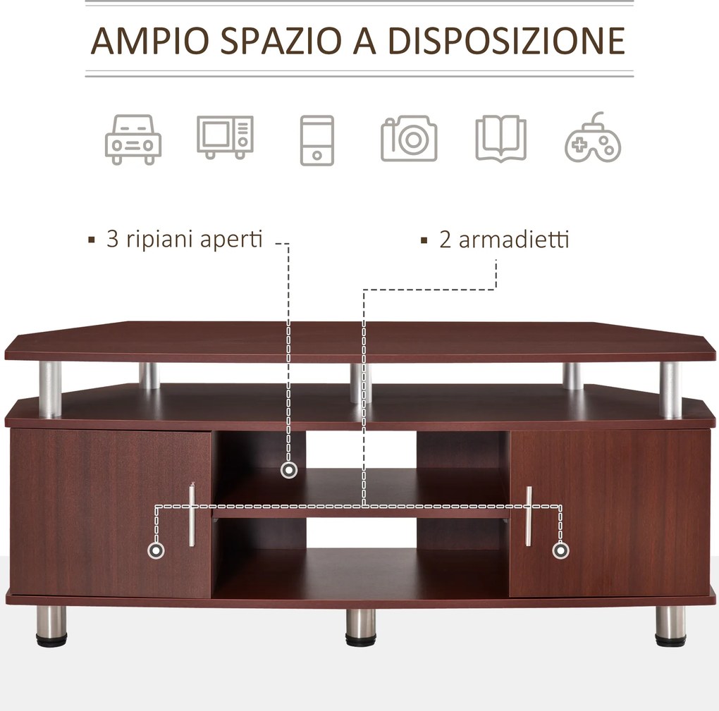 Mobilier pentru TV HOMCOM, 2 rafturi, 120x39.5x52cm, maro | Aosom Romania