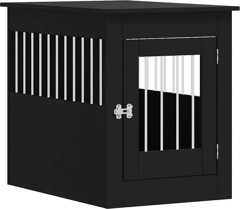 vidaXL Ladă pentru câini, negru, 55x80x68 cm, lemn compozit