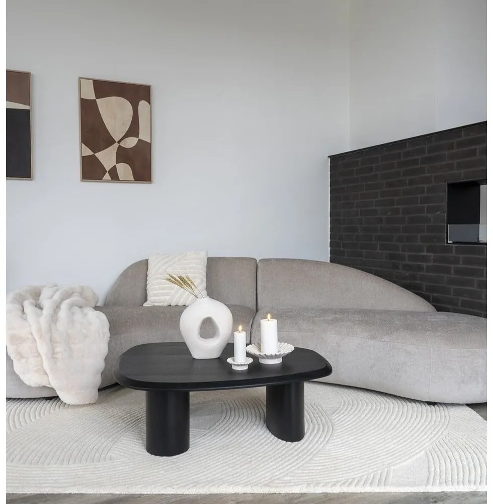 Măsuță de cafea neagră cu blat cu aspect de lemn de frasin 78x96 cm Tirano – House Nordic