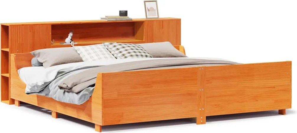 vidaXL Cadru de pat fără saltea, maro ceruit 200x200 cm lemn masiv pin