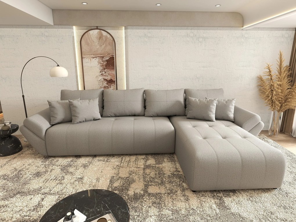 Colțar extensibil dumonde cu ladă de depozitare si sezut confortabil din spuma high-density, Berlin XL Enjoy Grey 350x185 cm II