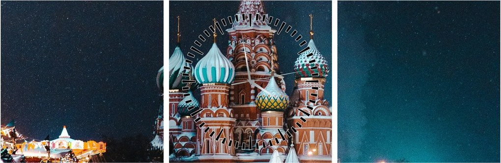 Tablou construcției din Rusia (cu ceas) (90x30 cm)