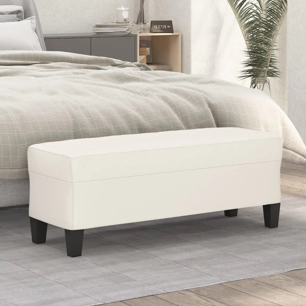 349460 vidaXL Bancă, crem, 100x35x41 cm, piele ecologică
