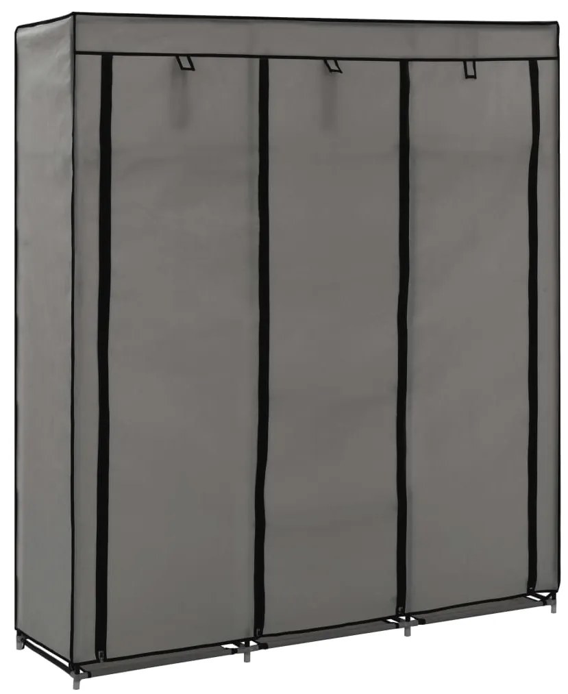 vidaXL Șifonier cu bare și compartimente, gri, 150x45x175 cm, textil