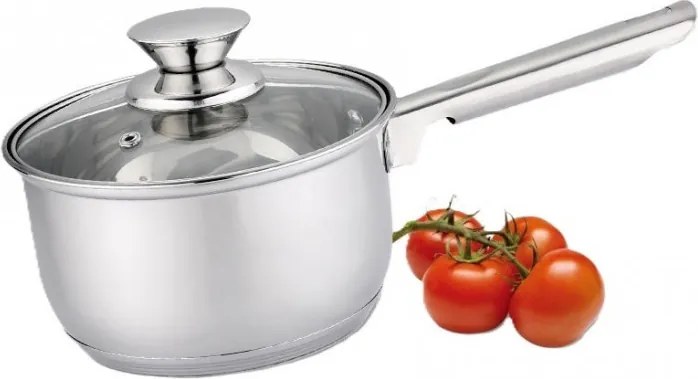 Cratita cu capac Rosberg R51210L16K, Volum 2 L, 16 cm, Scala de masurare, Otel inoxidabil, Argintiu