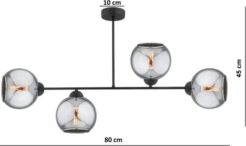 Brilagi - Lustră aplicată DIOR 4xE27/60W/230V negru/gri fumuriu