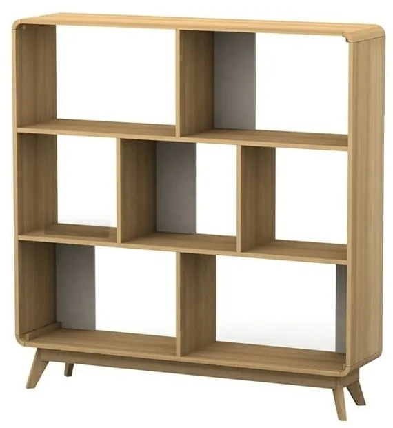 Bibliotecă în culoare naturală cu aspect de lemn de stejar 122x126 cm Caitlin – Støraa