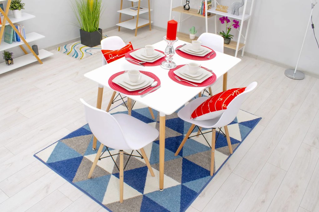 Set de dining 1 + 4, masa ADRIA 120x80cm alb + scaune BALI MARK negru