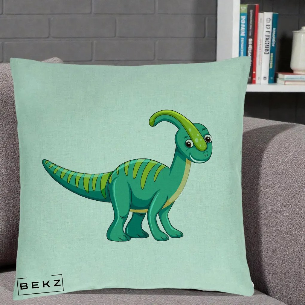 Perna Decorativa Parasaur Verde, 40x40 cm, Verde Menta, Husa Detasabila, Perna Inclusa, BEKZ®