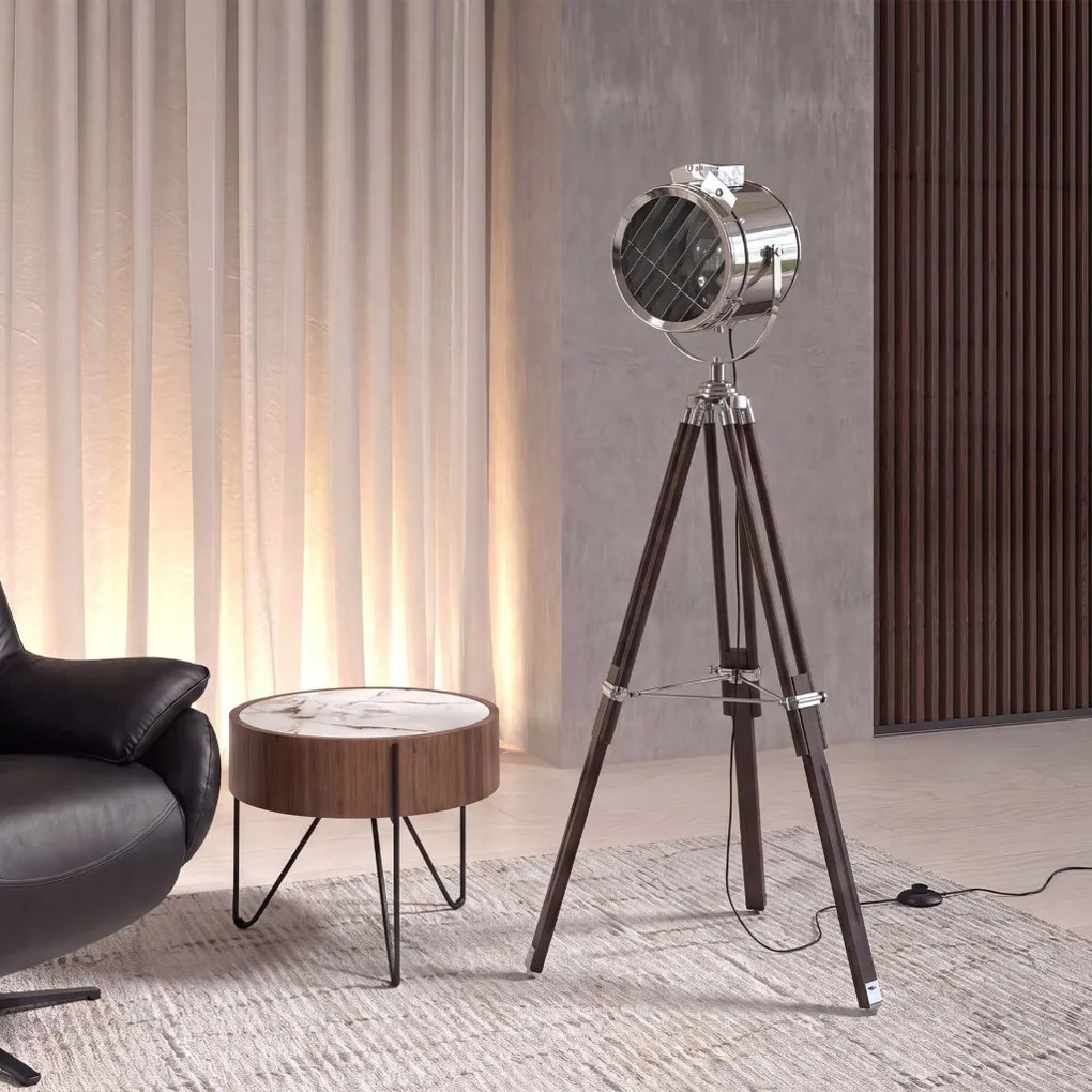 Lampa de podea cu trepied design industrial Chrome steel