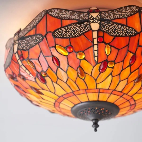 Endon 70721 - Plafonieră Tiffany DRAGONFLY, 2 x E27 (max. 60 W), 230 V, diametru 41 cm