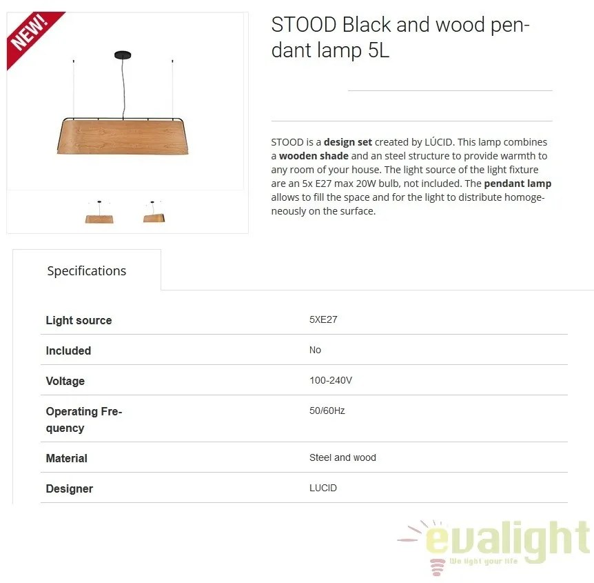 Lustra lemn design deosebit STOOD 29849
