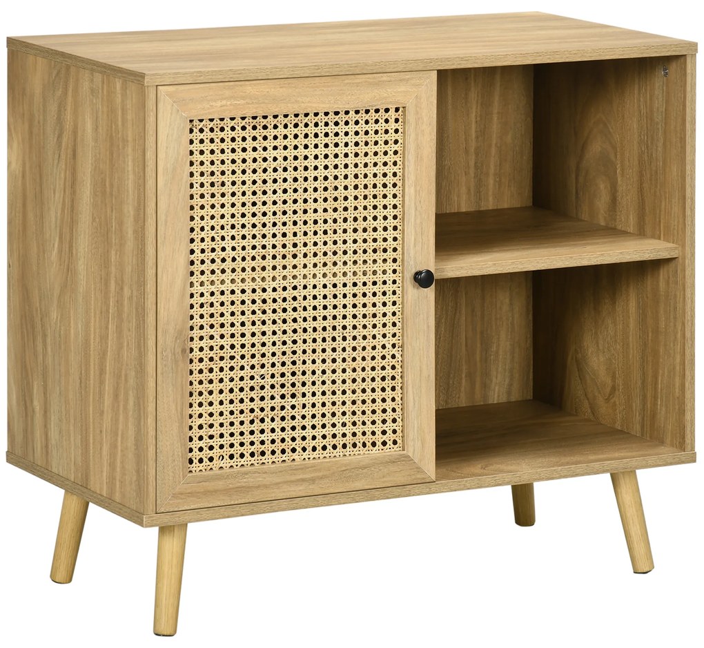 HOMCOM Bufet de depozitare 1 ușă efect răchită - dim. 80L x 39l x 70H cm | Aosom Romania