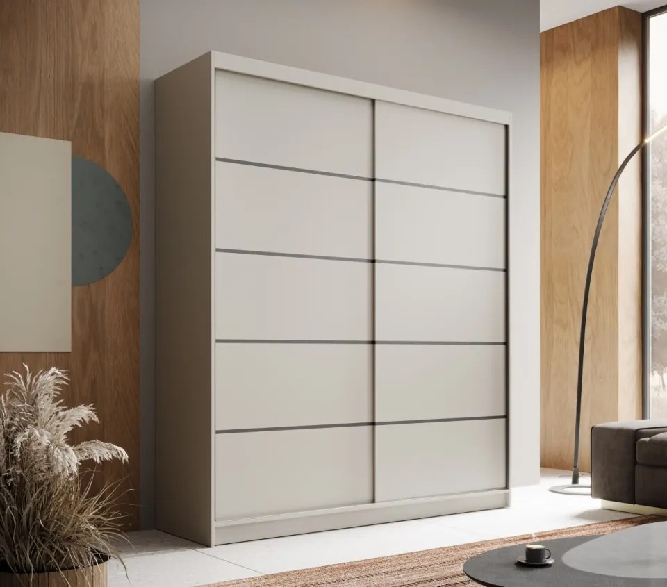 Dulap cu usi glisante, 180x58x215 cm, Hannah 180, ADRK Furniture (Culoare: Alb / Alb)