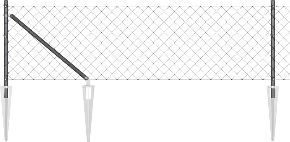 vidaXL Stâlp de gard. Gri 25 x 0,8 m (plasă 40 x 40 mm) Oțel și PVC