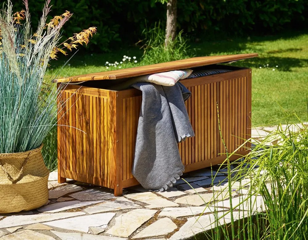 Casaria Ladă de lemn ACACIA, 117x50x59cm, maro natural