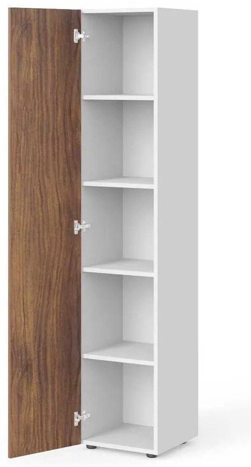 Dulap înalt Manager 39,9 x 42,2 x 196,5 cm, stânga, nuca warmia / alb