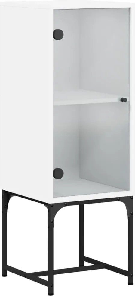 vidaXL Noptieră cu ușă de sticlă, alb, 35x37x100 cm