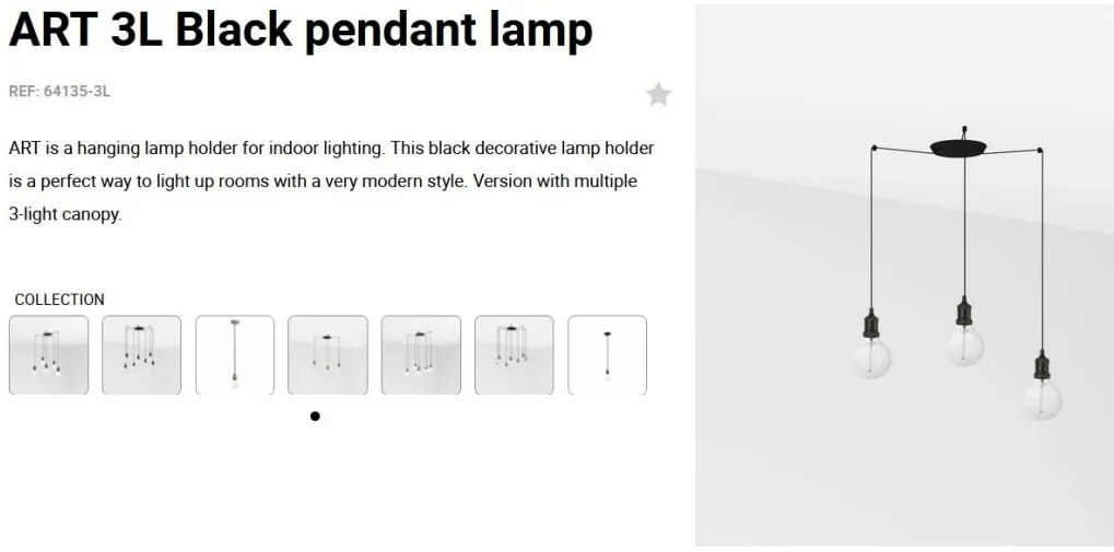 Lustra cu 3 Pendule design minimalist Art negru