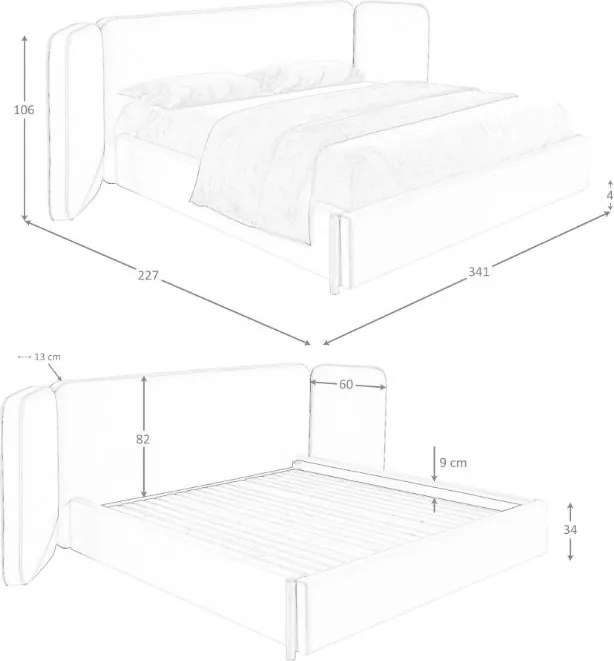 Pat dublu tapitat design LUX Mink 180x200cm