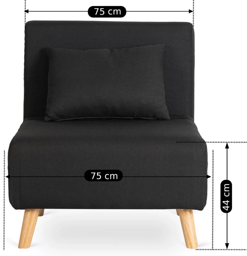JAKS Fotoliu extensibil Marry țesătură negru