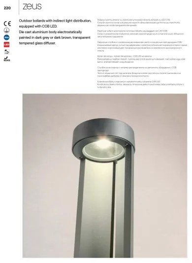 Redo 90366 - Lampă LED de exterior ZEUS LED/11,5W/230V 3000K 75 cm IP54 maro
