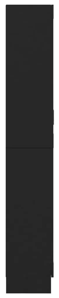 Dulap cu vitrina, negru, 82,5 x 30,5 x 185,5 cm, PAL 1, Negru, 82.5 x 30.5 x 185.5 cm