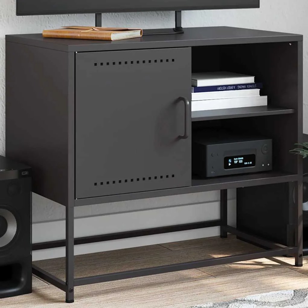 vidaXL Dulap TV, negru, 68x39x60,5 cm, oțel