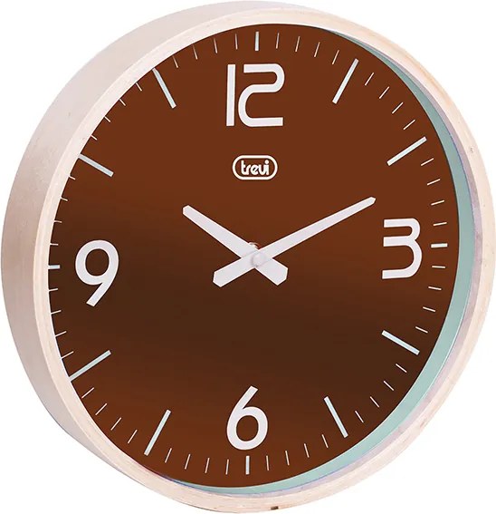 Ceas de perete cu quartz OM 3311 L, 25cm, carcasa lemn, maro, Trevi
