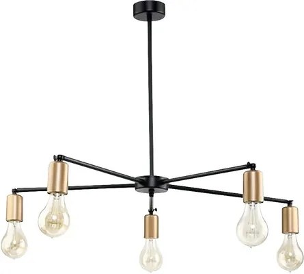 Lustra Sticks E27 max. 5x60W, negru/cupru