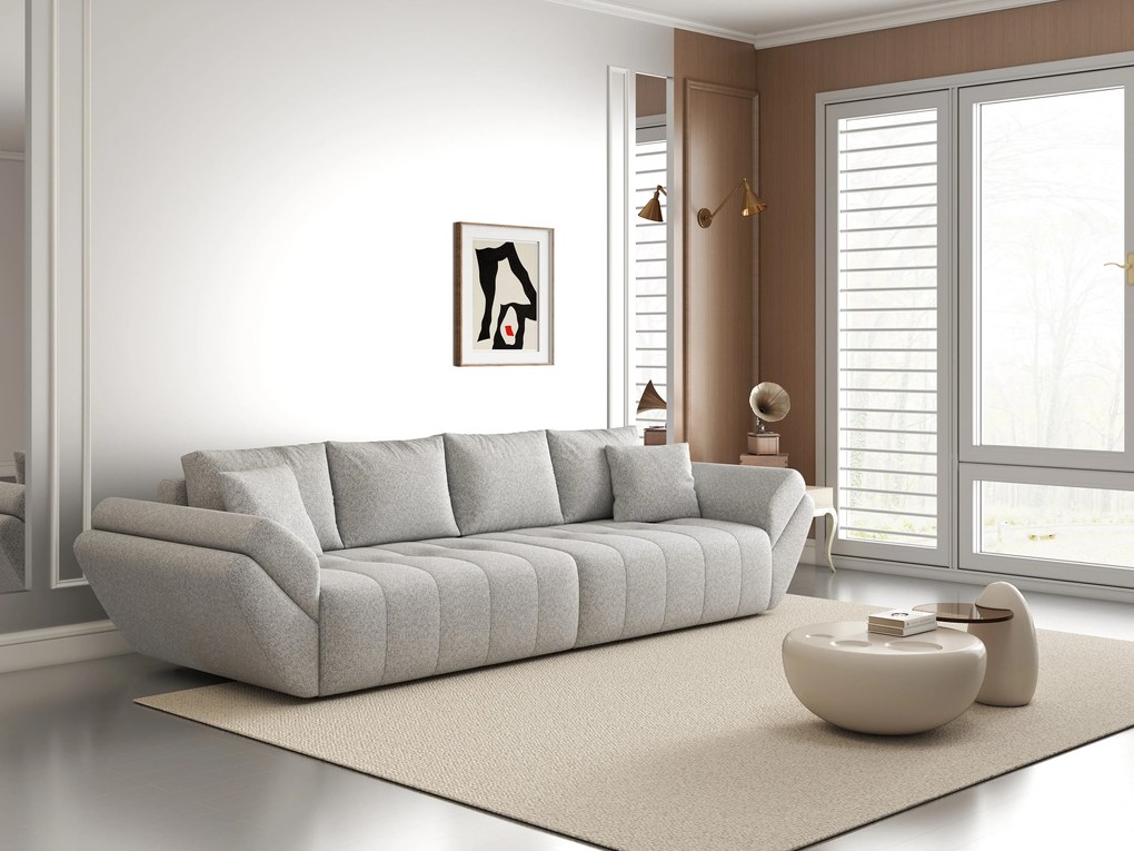 Canapea extensibilă dumonde cu ladă de depozitare si sezut confortabil din spuma high-density, Berlin Euphoria Dove 300x100 cm