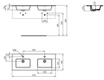 Lavoar pe mobilier Ideal Standard Tempo 121,5 cm