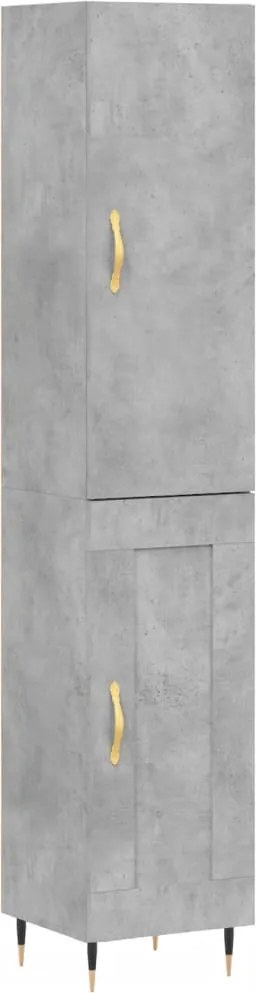vidaXL Dulap înalt, gri beton, 34,5x34x180 cm, lemn prelucrat