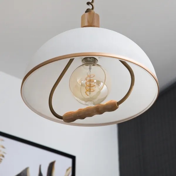 Lustră reglabilă RAMONA 1xE27/60W/230V maro/alb/stejar