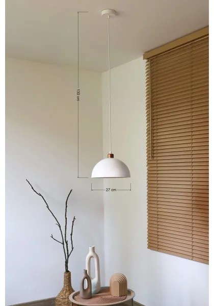 Duolla - Lustră suspendată pe cablu IRONLINE 1xE27/15W/230V, Ø 27 cm, alb/cupru