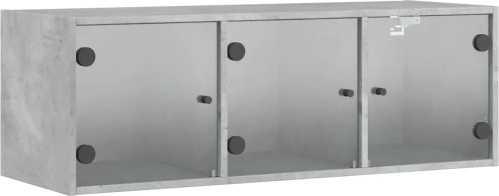 vidaXL Dulap de perete cu uși din sticlă, gri beton, 102x37x35 cm