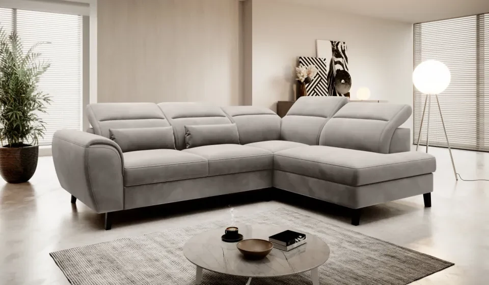 Coltar extensibil cu spatiu pentru depozitare, 255x201x100 cm, Noble R01, Eltap (Culoare: Gri inchis - Flores 4)