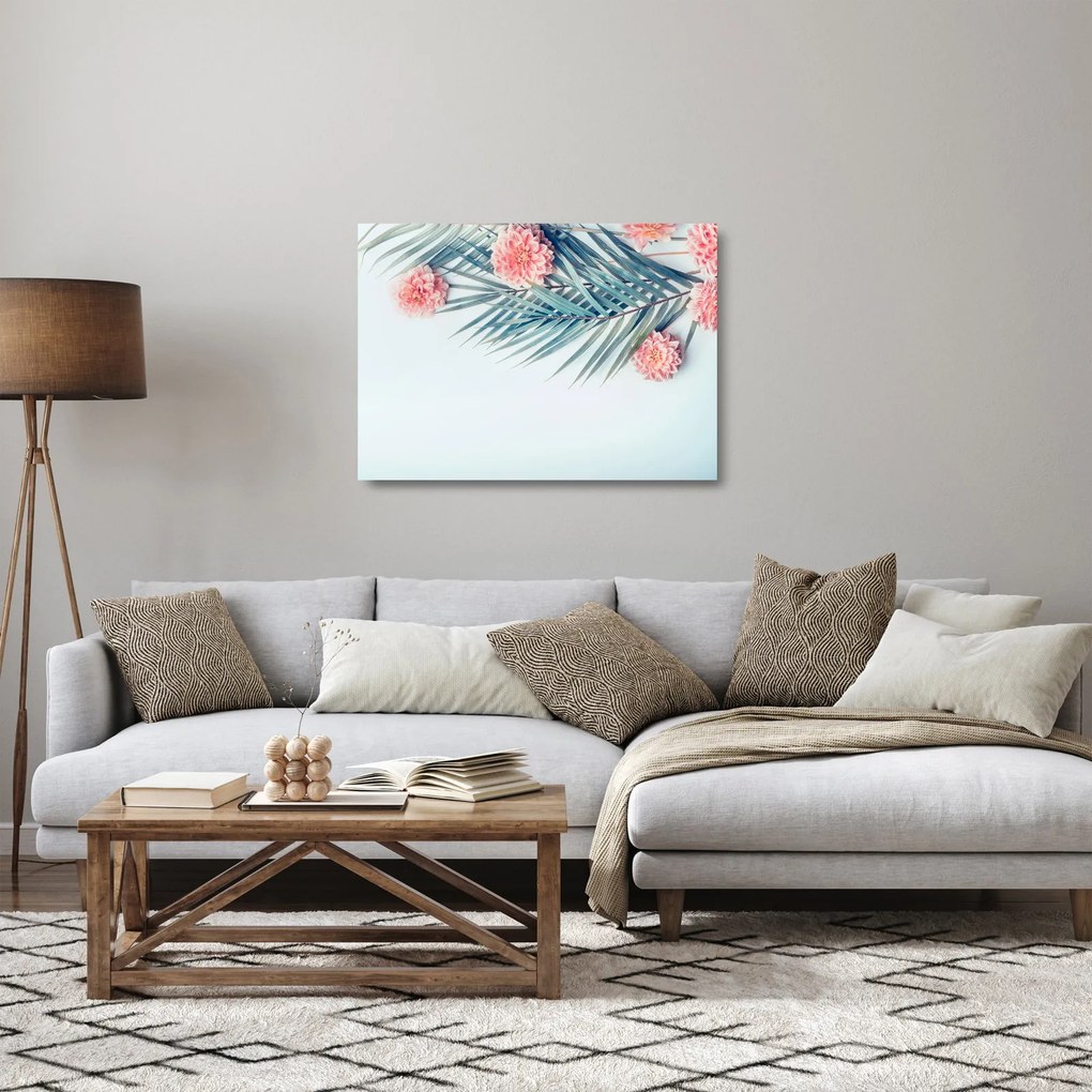 Tablou pe sticlă cu buchet (70x50 cm)