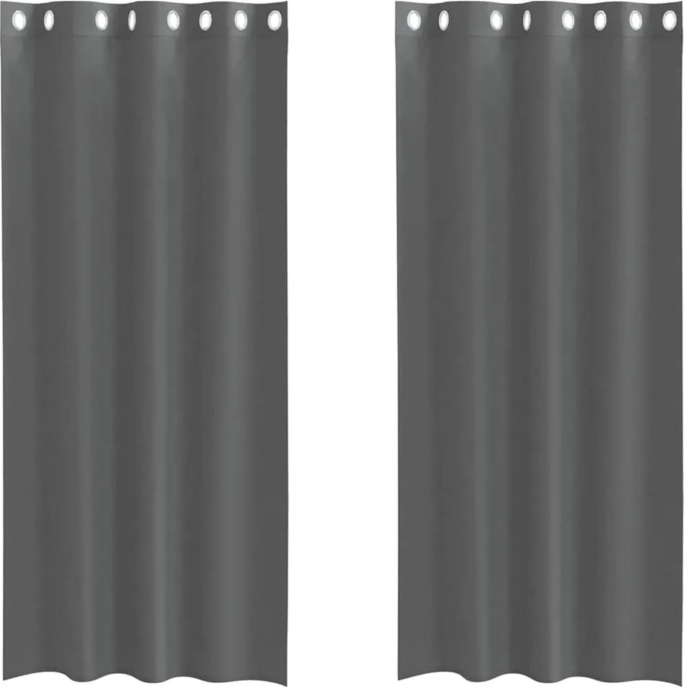 vidaXL Perdele Voile cu Oelii 2 buc Gri Inchis 140x245 cm