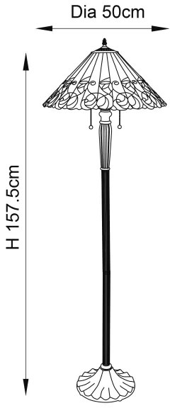 Endon 64192 - Lampadar Tiffany JAMELIA, 2x E27/60W/230V, Ø 50 cm