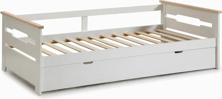 Pat cu extensie din lemn de pin alb pentru copii 90x190 cm Elisa - Marckeric