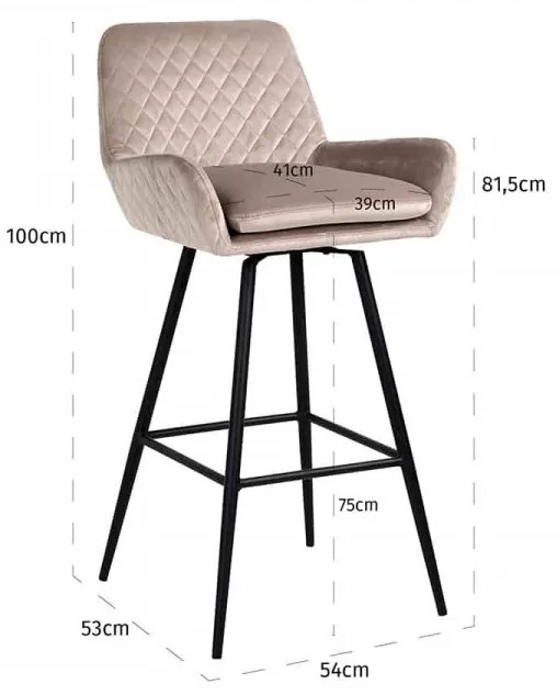 Scaun de bar rotativ tapitat Linsey crem