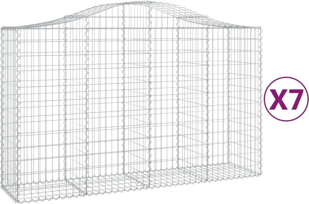 vidaXL Coșuri gabion arcuite 7 buc, 200x50x120/140 cm, fier galvanizat