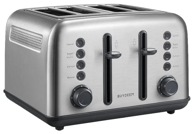 Prаjitor de pаine BUYDEEM DT640E, 1800W, 4 felii, 7 programe automate, 7 treptede prajire, Indicatori LED,Tava firimituri, Pop-up inalt, Inox