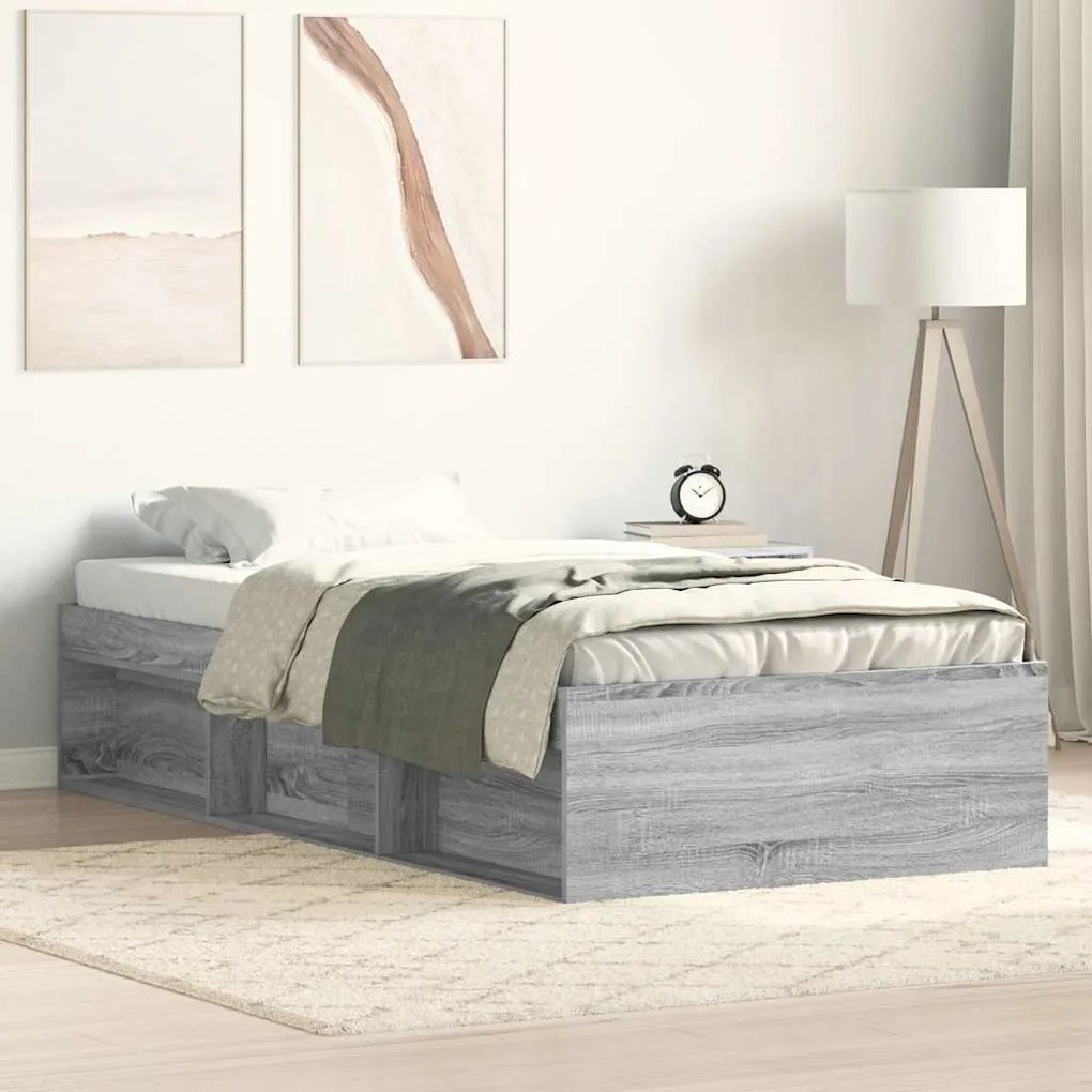 vidaXL Cadru pat, sonoma gri, 90 x 200 cm
