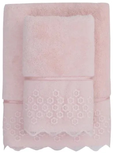 Prosop de baie FREYA cu dantela 85x150 cm Roz / Pink