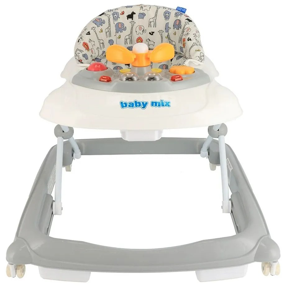 Baby Mix Walker pentru copii cu volan și roți dinsilicon, gri, 50 x 44 x 50 cm